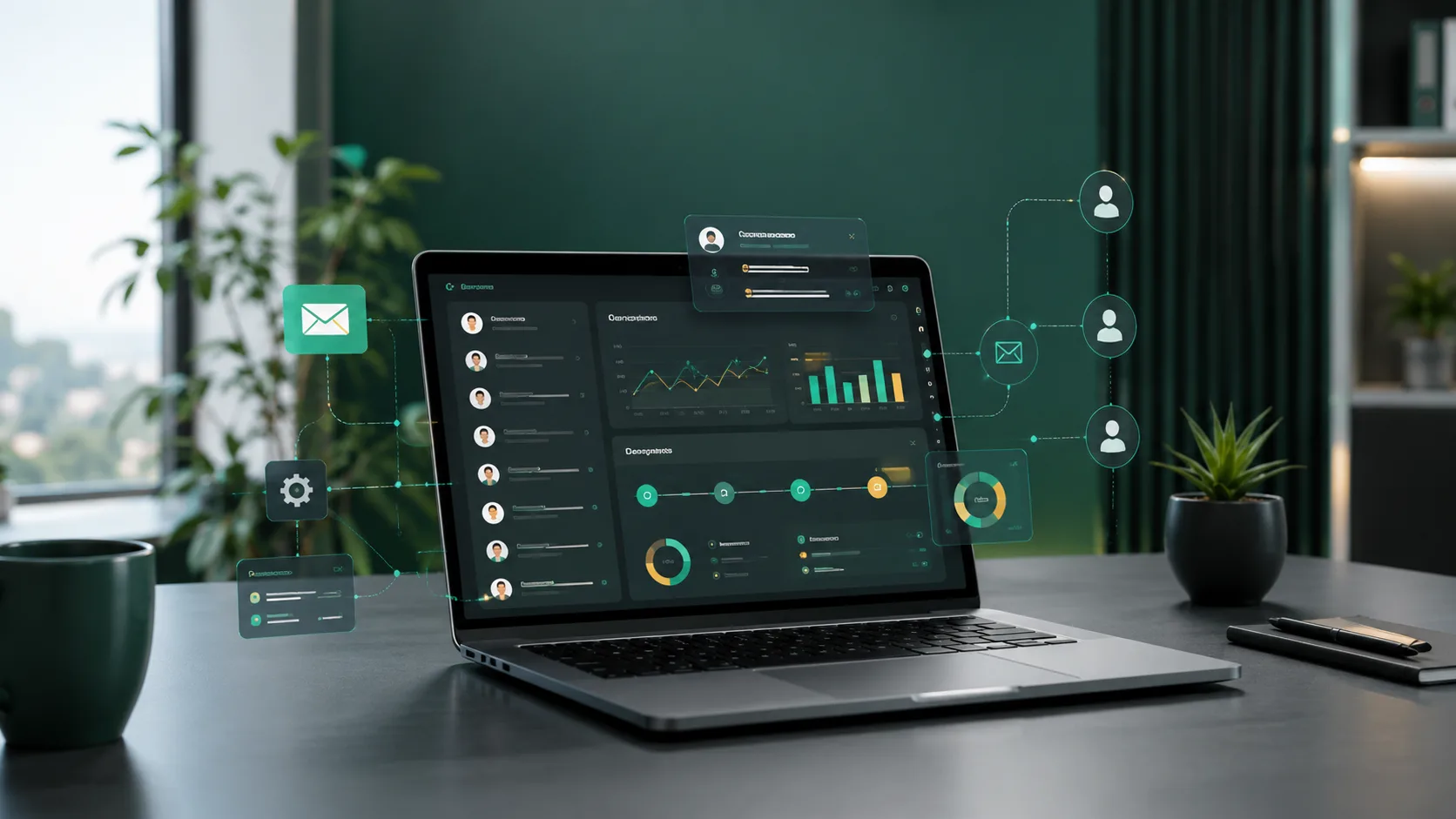 CRM y automatización de procesos en portátil